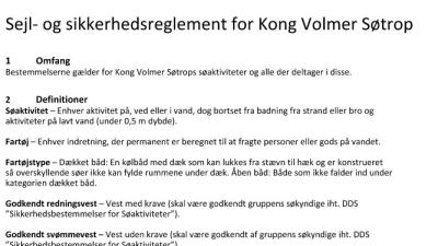 sejl og sikkerhedsreglement